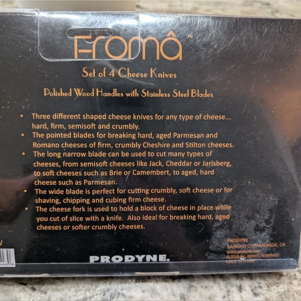 Prodyne Froma European Style Gourmet Cheese Knives Set, Wood Handles, New